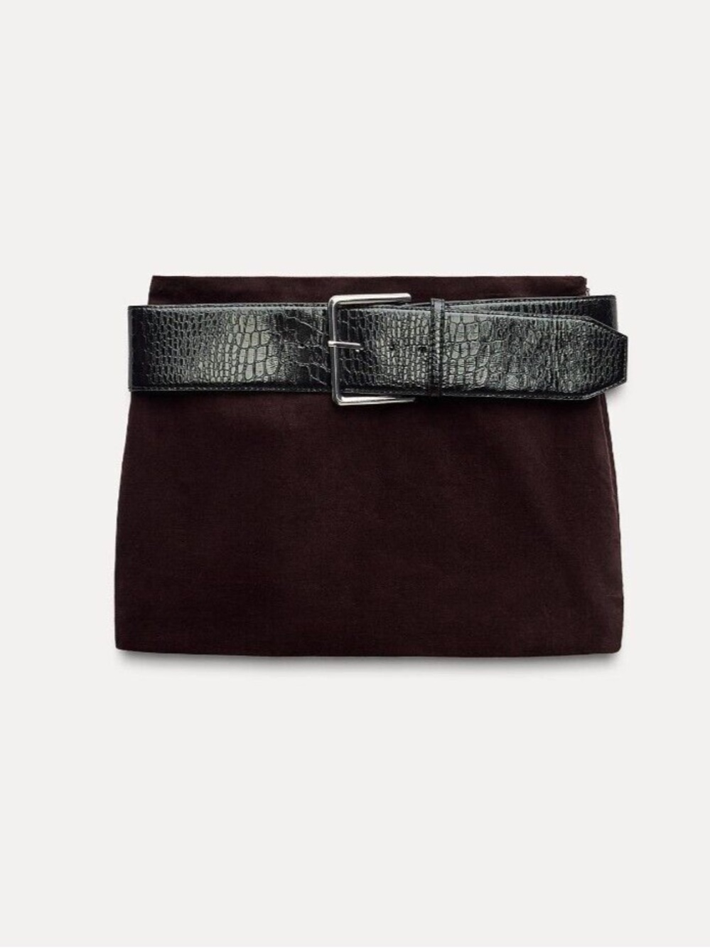 ZARA MINI VELVET BURGUNDY SKIRT WITH BELT